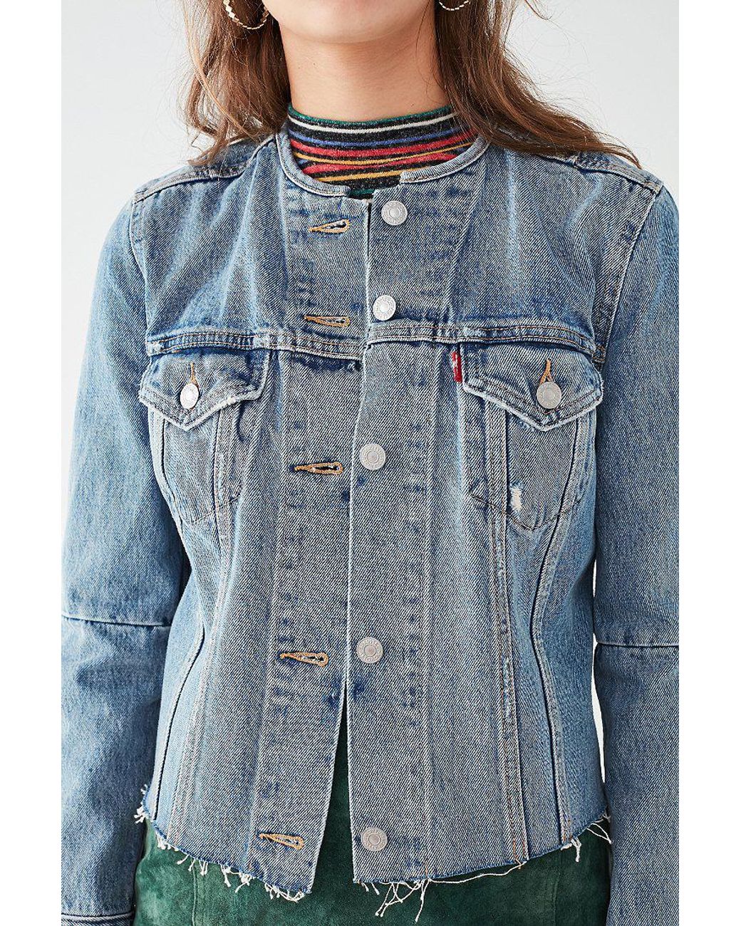 Levis collarless hotsell denim jacket